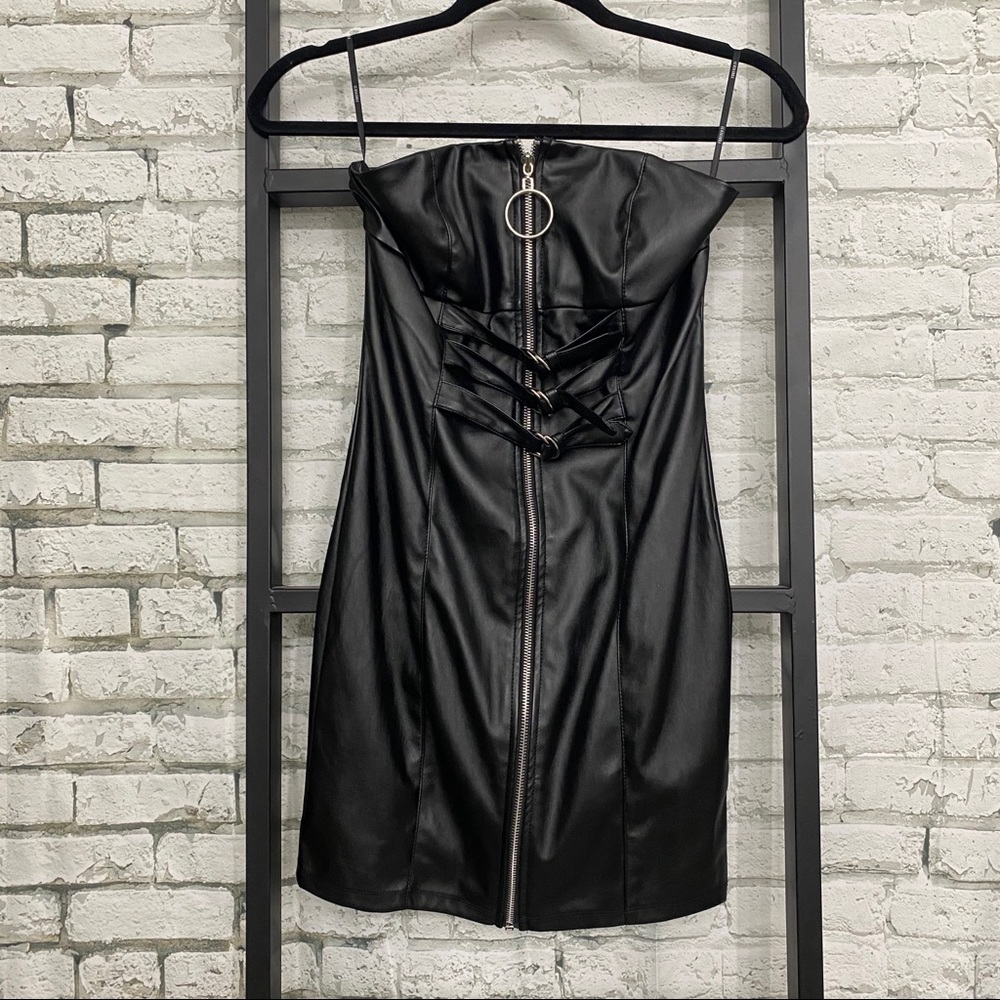 Pleather mini dress forver 21 with silver accents